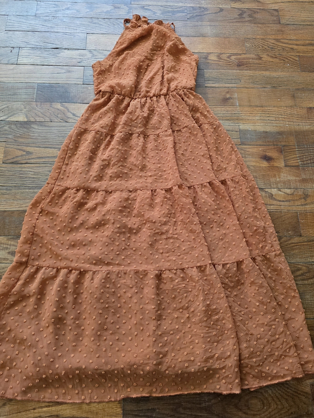 Speechless Rust Orange Textured Tiered Maxi Dress